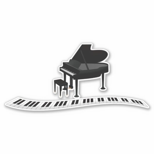 Piano, populaire muzikale ontwerpsticker sticker (Voorkant)