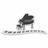 Piano, populaire muzikale ontwerpsticker sticker (Voorkant)