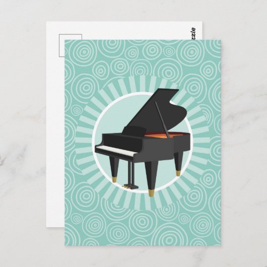 Piano Pret Fun Turquoise Spiraal Muziek Briefkaart (Voorkant / Achterkant)