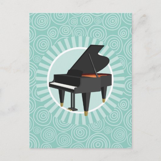 Piano Pret Fun Turquoise Spiraal Muziek Briefkaart (Voorkant)
