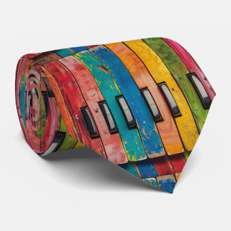 Piano Rainbow Neck Tie Stropdas