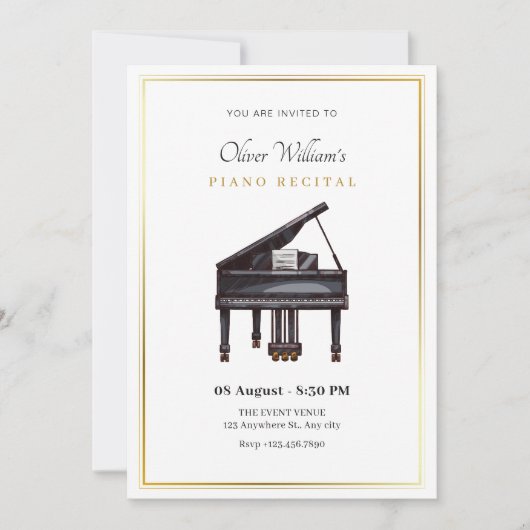 Piano recital elegant kaart (Voorkant)