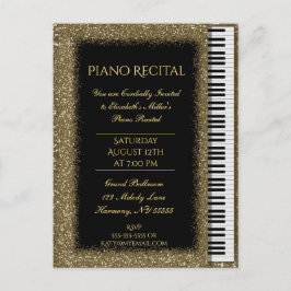 Piano recital Gold Glitter Baby Grand Uitnodiging Briefkaart