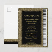 Piano recital Gold Glitter Baby Grand Uitnodiging Briefkaart (Voorkant / Achterkant)