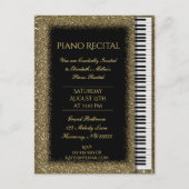 Piano recital Gold Glitter Baby Grand Uitnodiging Briefkaart (Voorkant)