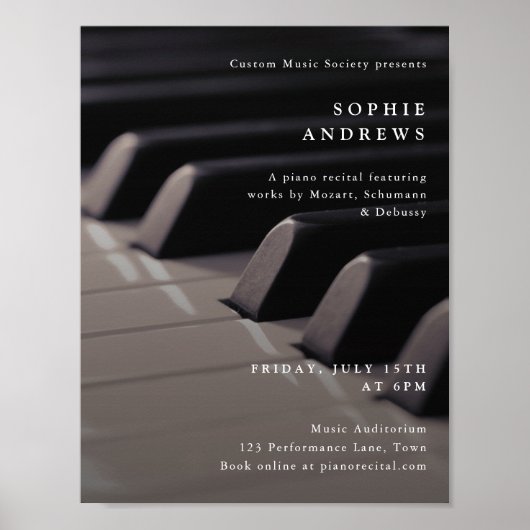 Piano recital muziekconcert bewerkbare Sjabloon Poster (Voorkant)