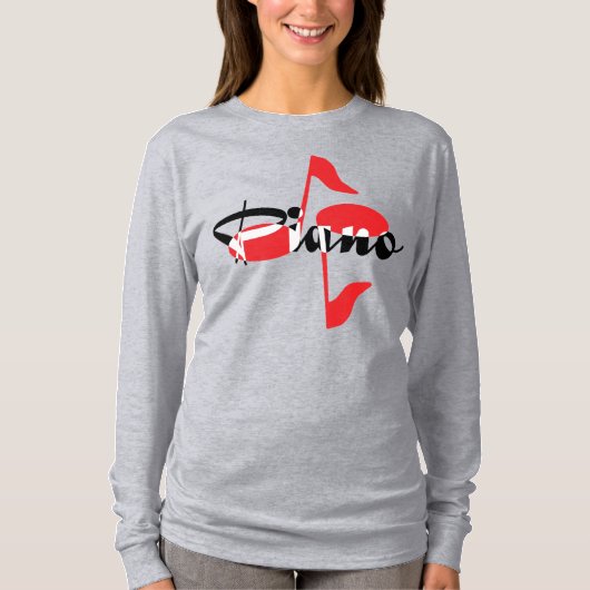 Piano Red Notes T-shirt (Voorkant)