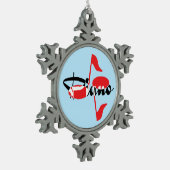 Piano Red Notes Tin Sneeuwvlok Ornament (Links)