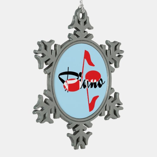 Piano Red Notes Tin Sneeuwvlok Ornament (Links)