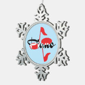 Piano Red Notes Tin Sneeuwvlok Ornament (Rechts)