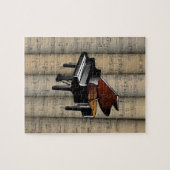 Piano~ Rollend blad Muziekachtergrond ~ Musical Legpuzzel (Horizontaal)