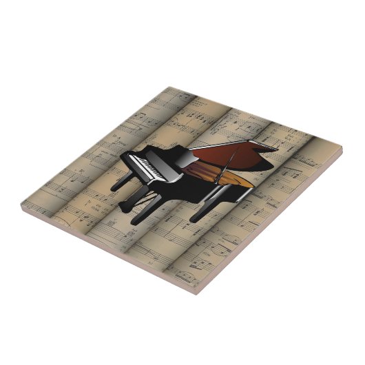 Piano~ Rollend blad Muziekachtergrond ~ Musical Tegeltje (Zijkant)