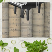 Piano~ Rollend blad Muziekachtergrond ~ Musical Theedoek (Gevouwen)