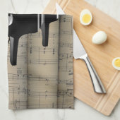 Piano~ Rollend blad Muziekachtergrond ~ Musical Theedoek (Quarter Fold)