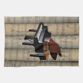 Piano~ Rollend blad Muziekachtergrond ~ Musical Theedoek (Horizontaal)