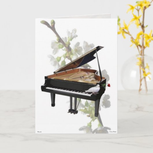 Piano-Romantic Music- Kaart (Gele Bloem)