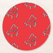 Piano Rood Ronde Kartonnen Onderzetter (Voorkant)