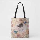  Piano Rozen Vlinders Victoriaans Canvas tas (Voorkant)