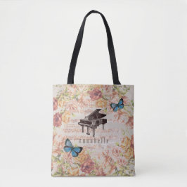 Piano Rozen Vlinders Victoriaans Canvas tas