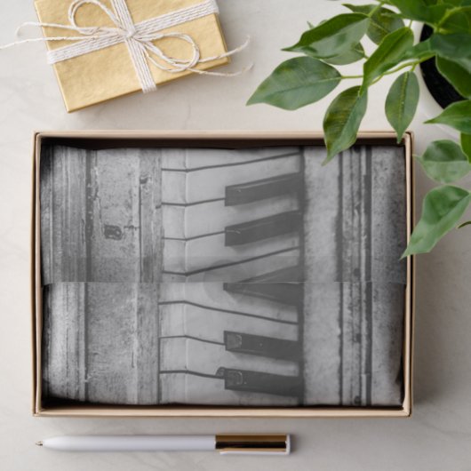 Piano Rustiek Zwart & Wit Antiek Foto Tissuepapier (Geschenk)