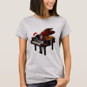 Piano Santa Hat-kerstboom Funny Music Loopjes T-shirt (Voorkant)