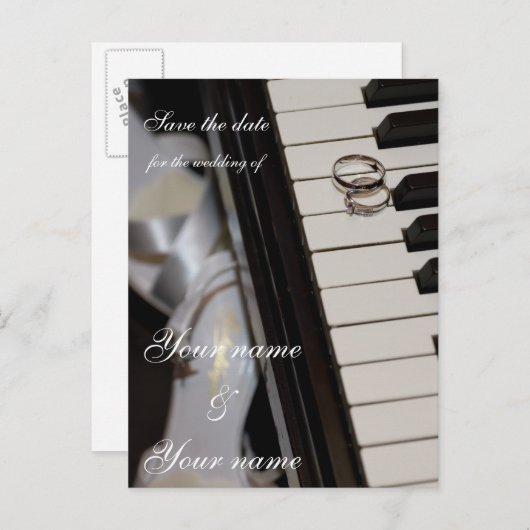 Piano - Save the Date briefkaart (Voorkant / Achterkant)
