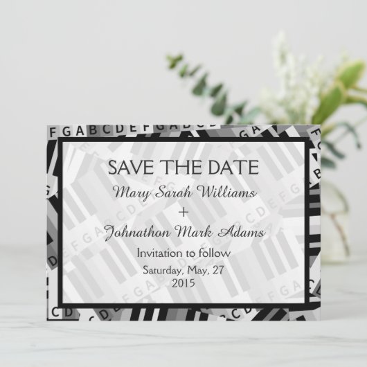 Piano Save the Date Wedding Invitation (Staand voorkant)