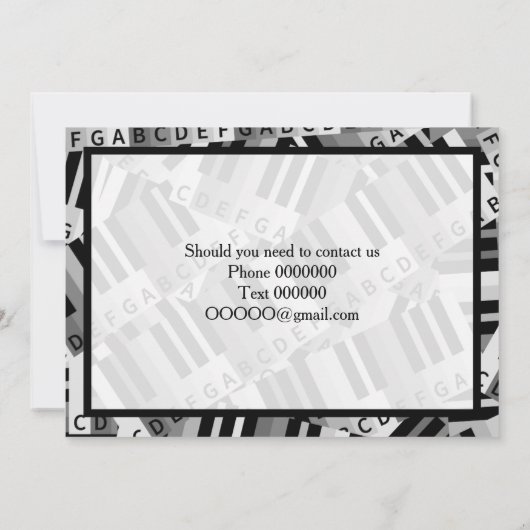 Piano Save the Date Wedding Invitation (Achterkant)