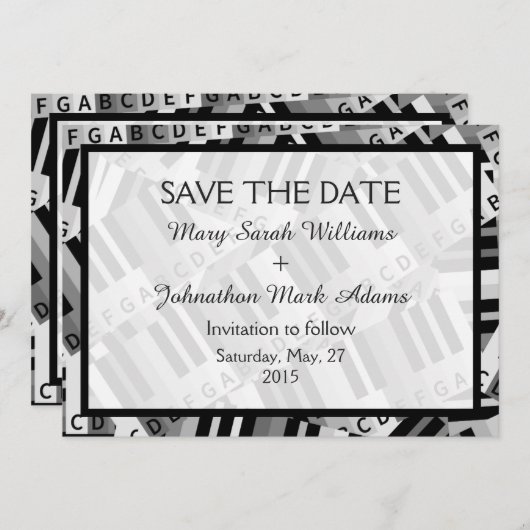 Piano Save the Date Wedding Invitation (Voorkant / Achterkant)