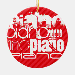 Piano; Scarlet Red Stripes Keramisch Ornament