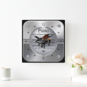 Piano~Sheet Music~Brushed Silver Color~Unique~ Vierkante Klok (Huis)