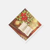  Piano, Silent Night Pointsettia Kerst Servet (Hoek)