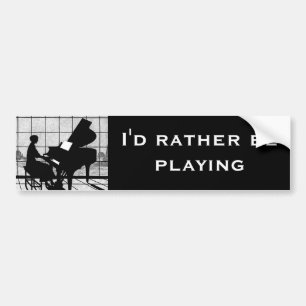 Piano Silhouette Art Deco Stijl Zwart en Wit Bumpersticker