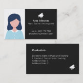Piano Silhouette Music Teacher Photo Template Visitekaartje (Voorkant / Achterkant)