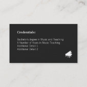 Piano Silhouette Music Teacher Photo Template Visitekaartje (Achterkant)