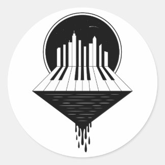Piano Skyline Ronde Sticker