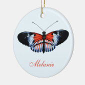 Piano Sleutel Vlinder Zwart, Rood & Blauw Schilder Keramisch Ornament (Links)