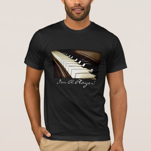 PIANO SLEUTELS Ik ben een Speler Leuke Muziek-minn T-shirt (Voorkant)