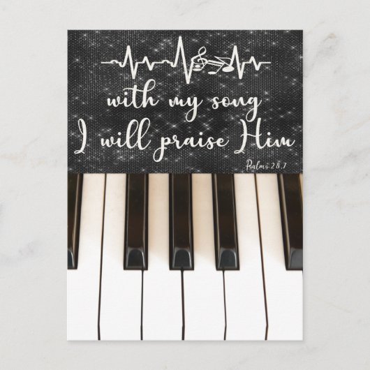 Piano Sleutels met Psalmen Bijbel Verse Quote Briefkaart (Voorkant)