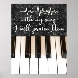 Piano Sleutels met Psalmen Bijbel Verse Quote Poster