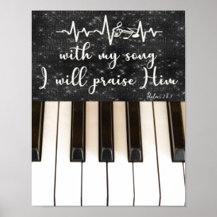 Piano Sleutels met Psalmen Bijbel Verse Quote Poster
