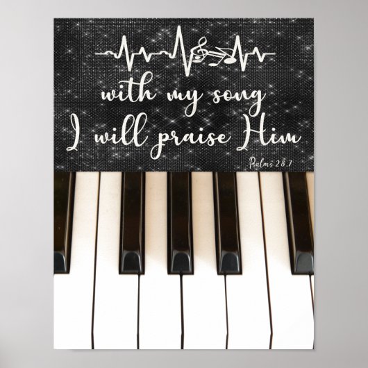 Piano Sleutels met Psalmen Bijbel Verse Quote Poster (Voorkant)