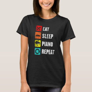 Piano Slogan Eat Sleep Succes herhalen Muziek C af T-shirt