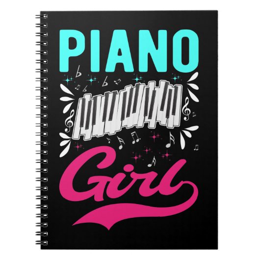 Piano-speelmeidenmuzikant Notitieboek (Voorkant)