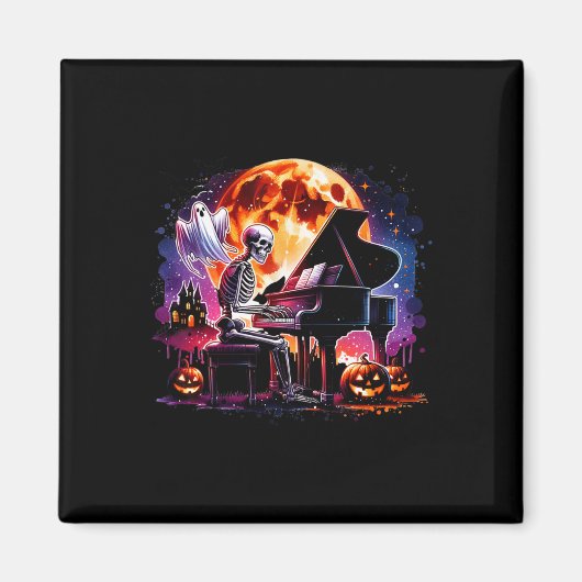 Piano spelen met Ghost Creepy Halloween kostuum Magneet (Voorkant)