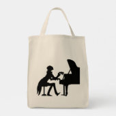 Piano Speler Grote Tote Tas (Achterkant)