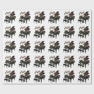 Piano Speler Kerst Verlichting Santa Speelt  Cadeaupapier