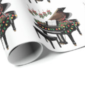 Piano Speler Kerst Verlichting Santa Speelt  Cadeaupapier (Rol Hoek)