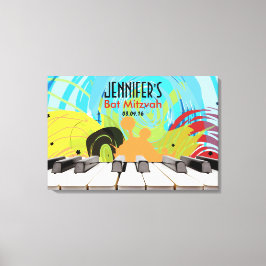 Piano Speler Meisje Bat Mitzvah Aanmelden Board Canvas Afdruk
