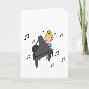 Piano Speler Stick Figuur Wenskaart Kaart